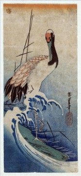 Grúa en ondas 1835 Utagawa Hiroshige Japonés Pinturas al óleo